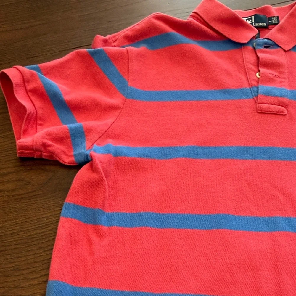 Ralph Lauren Coral and Blue Polo Shirt Size Large